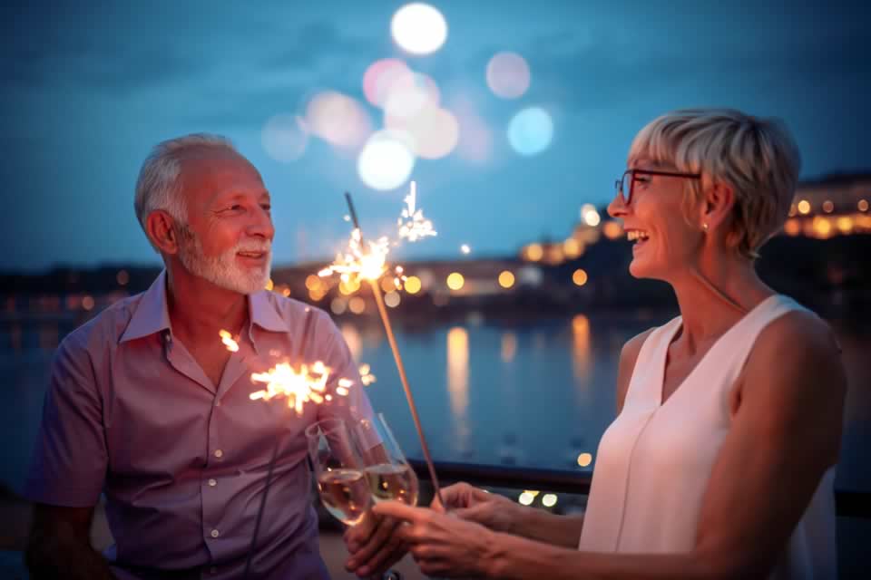 Couple relaxes during celebration